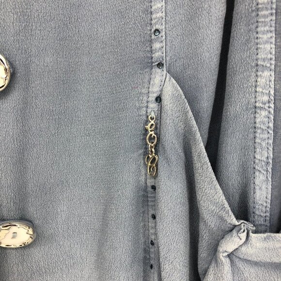 ELISA CAVALETTI Slate Blue Slouchy Jersey Buttoned Long Overcoat NWT crepe SP - Picture 13 of 16